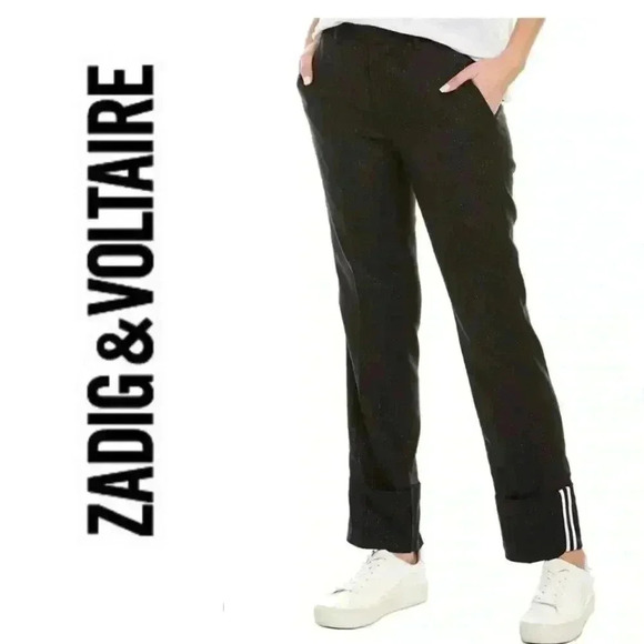 BNWT Zadig & Voltaire Pist Bi Straith  Wool-Blend Pants size M - Picture 1 of 9